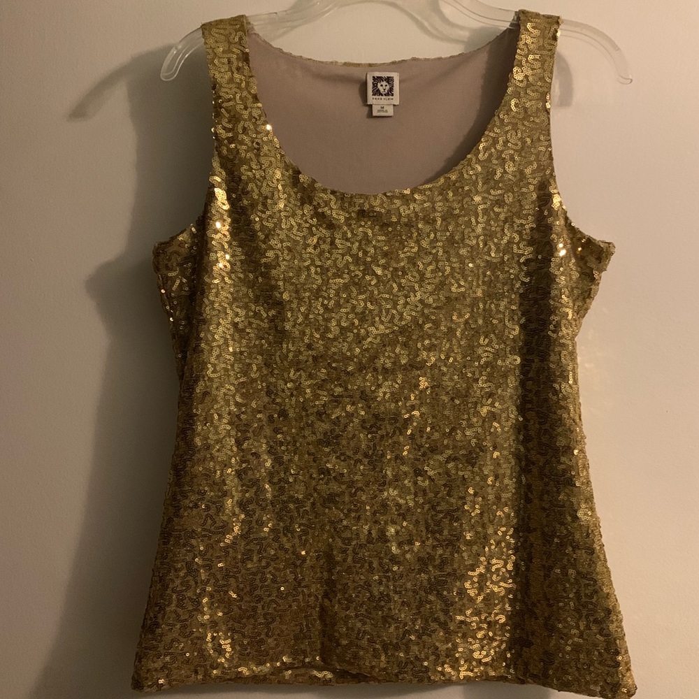 Anne Klein Gold Sequence Tank Top M